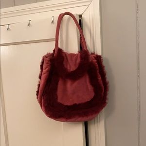 Faux fur and velvet purse